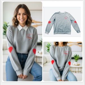 Gray and Red  Cozy Casual Crewneck Sweatshirt